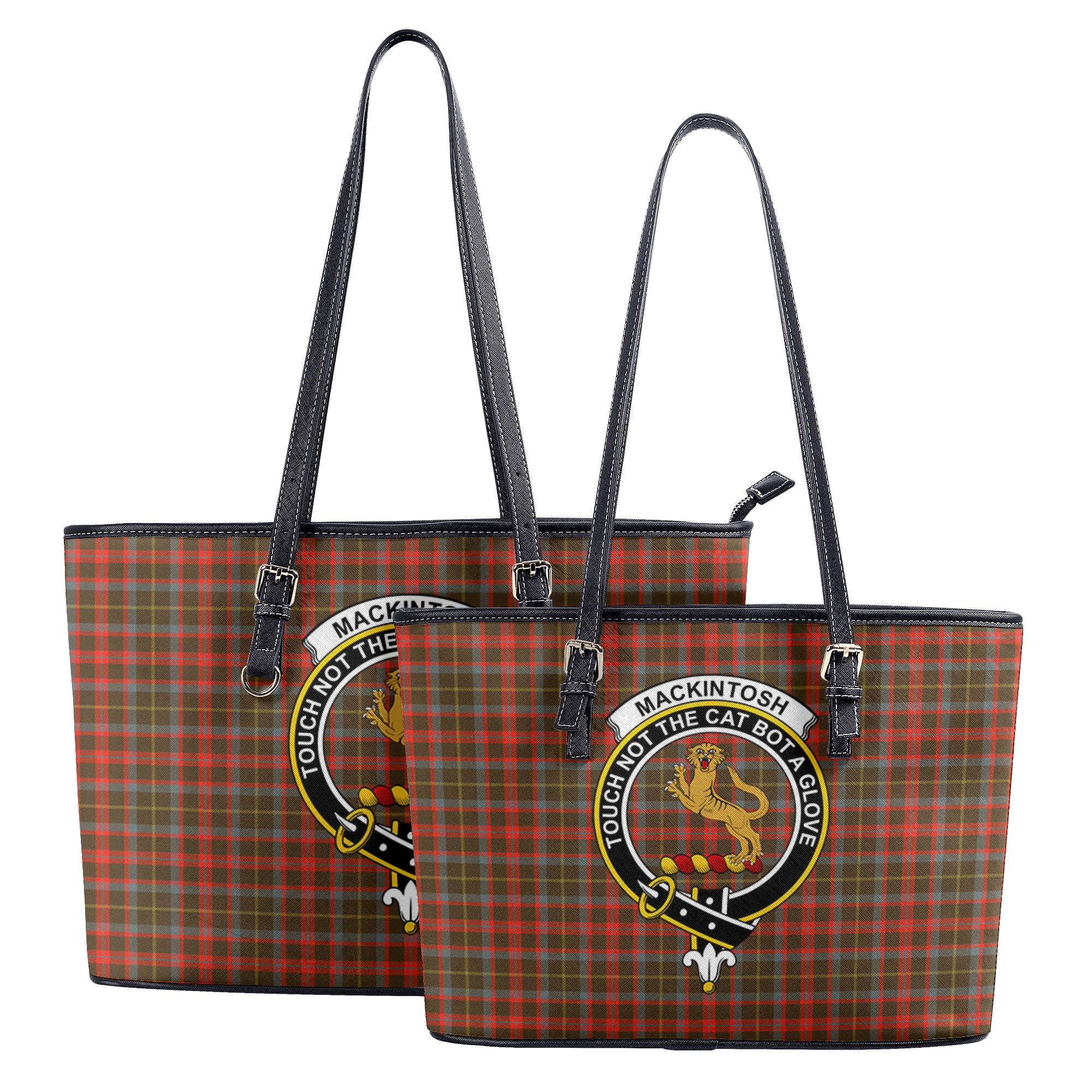 MacKintosh Hunting Weathered Tartan Crest Leather Tote Bag