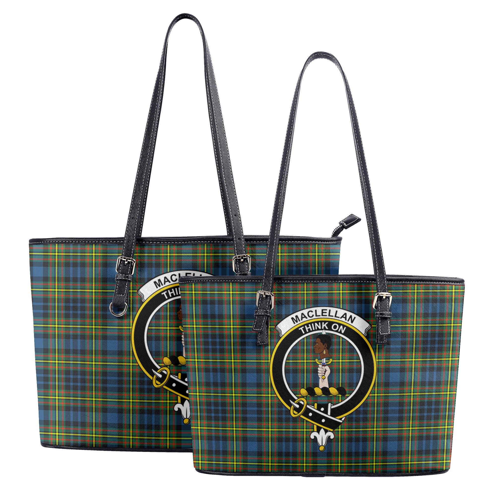 MacLellan Ancient Tartan Crest Leather Tote Bag