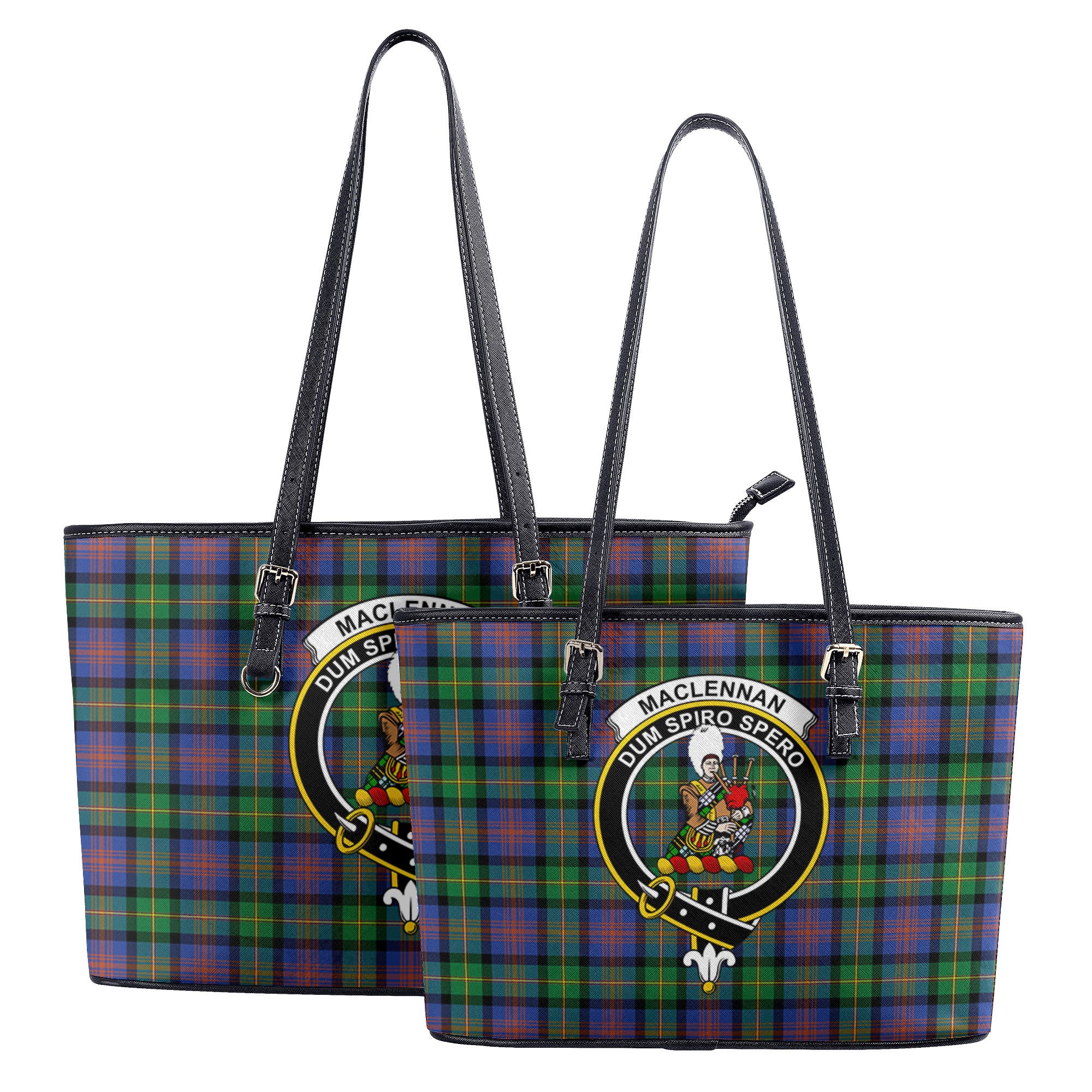 MacLennan Ancient Tartan Crest Leather Tote Bag