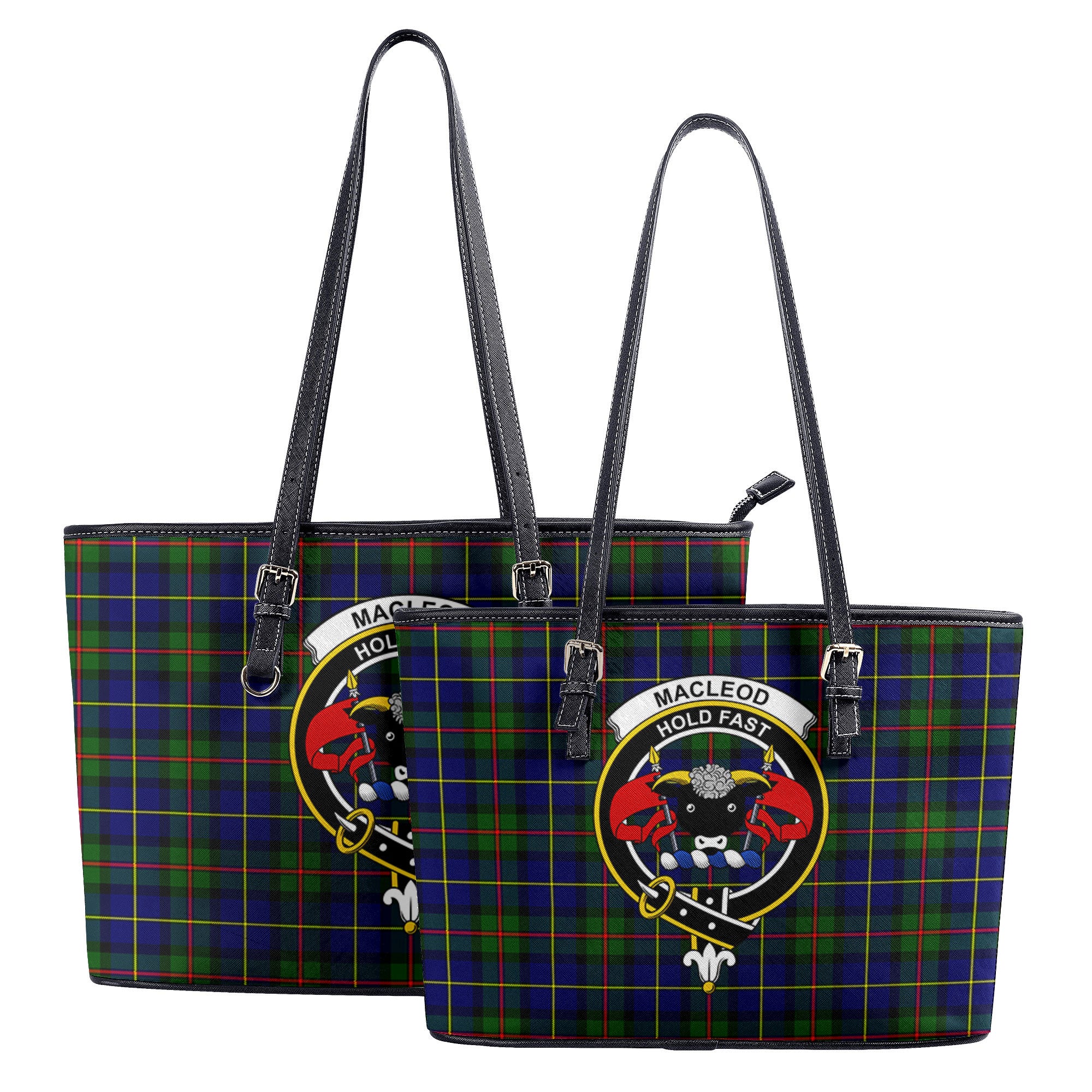 MacLeod of Harris Modern Tartan Crest Leather Tote Bag