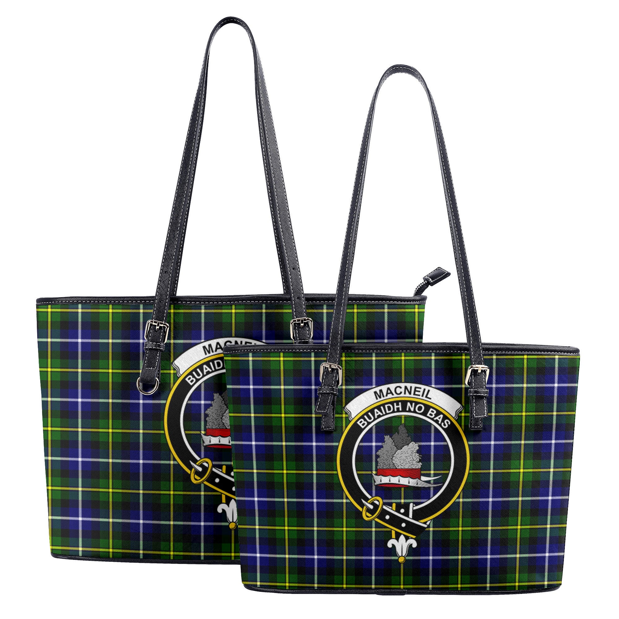 MacNeil of Barra Modern Tartan Crest Leather Tote Bag