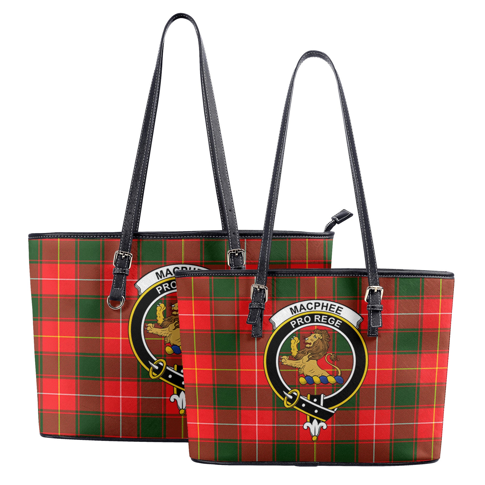 MacPhee Modern Tartan Crest Leather Tote Bag