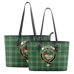 McDonald Lord of the Isles Hunting Tartan Crest Leather Tote Bag