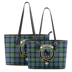 McDonnell of Glengarry Ancient Tartan Crest Leather Tote Bag