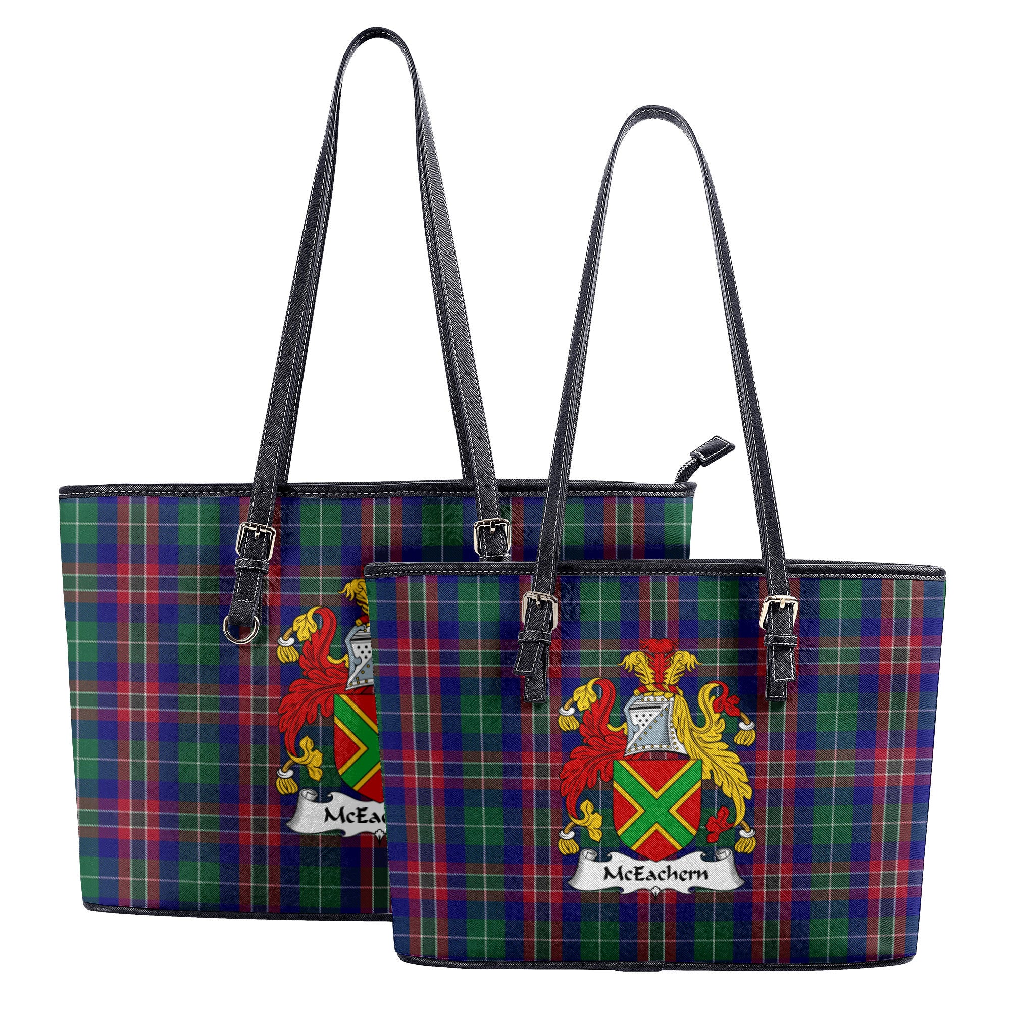 McEachern Tartan Crest Leather Tote Bag