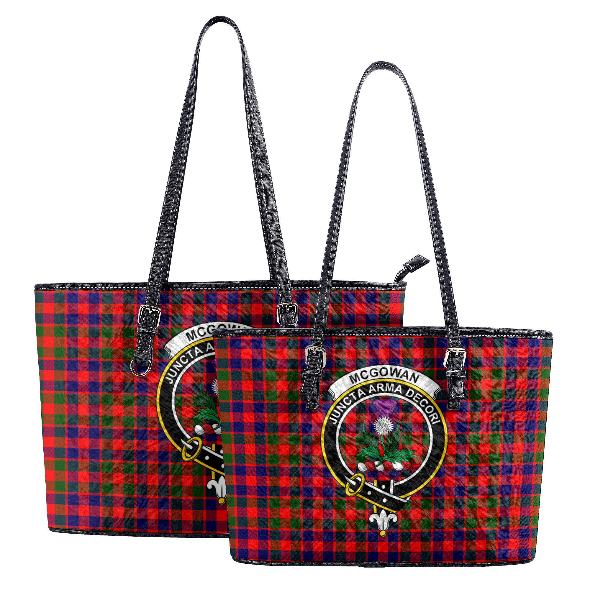 McGowan Tartan Crest Leather Tote Bag