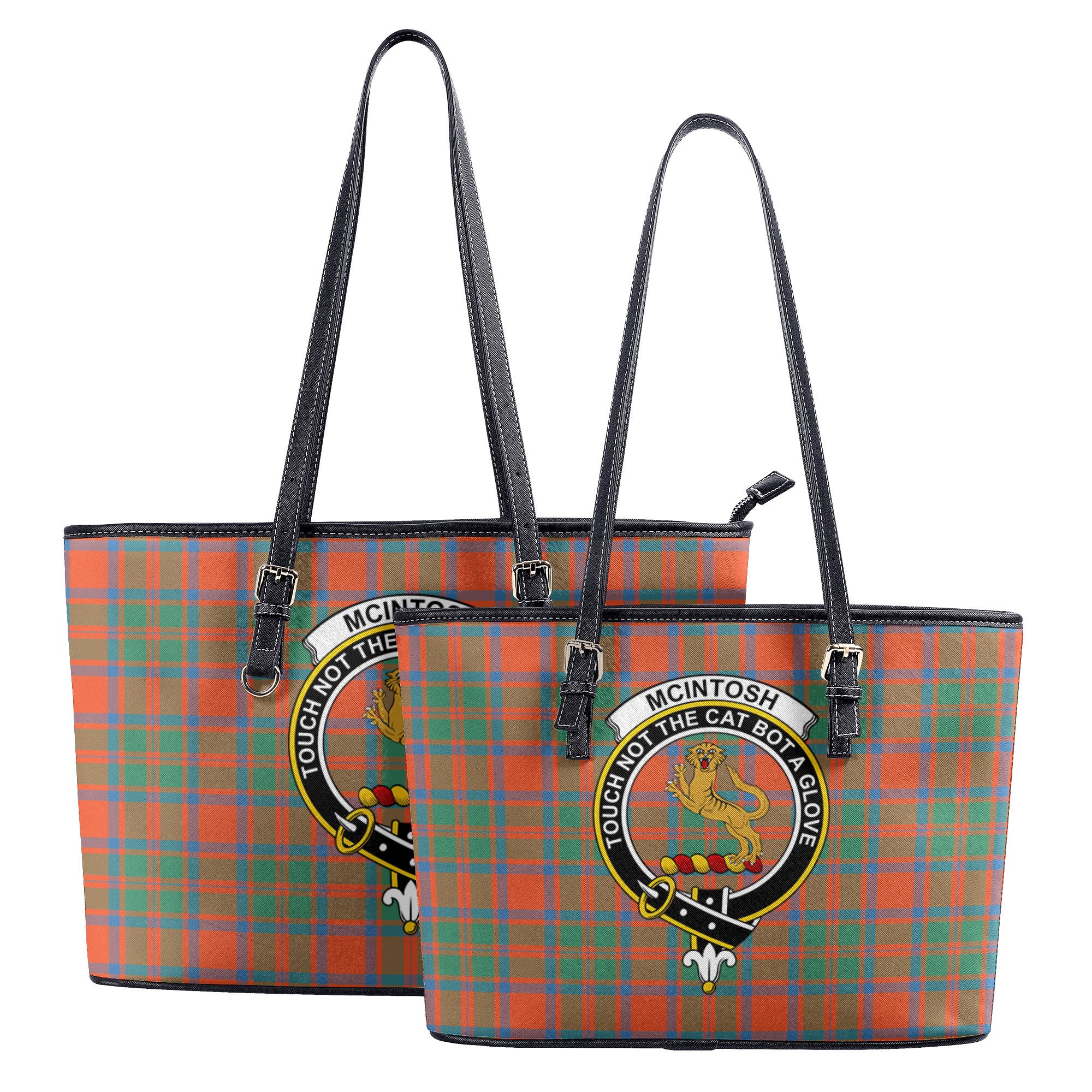 McIntosh Ancient Tartan Crest Leather Tote Bag