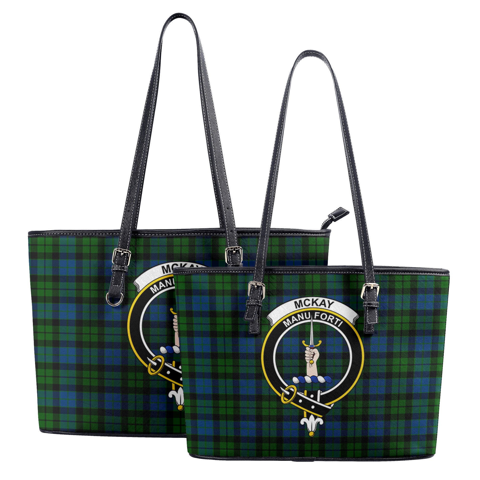 McKay Modern Tartan Crest Leather Tote Bag