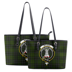 McLean Hunting Tartan Crest Leather Tote Bag