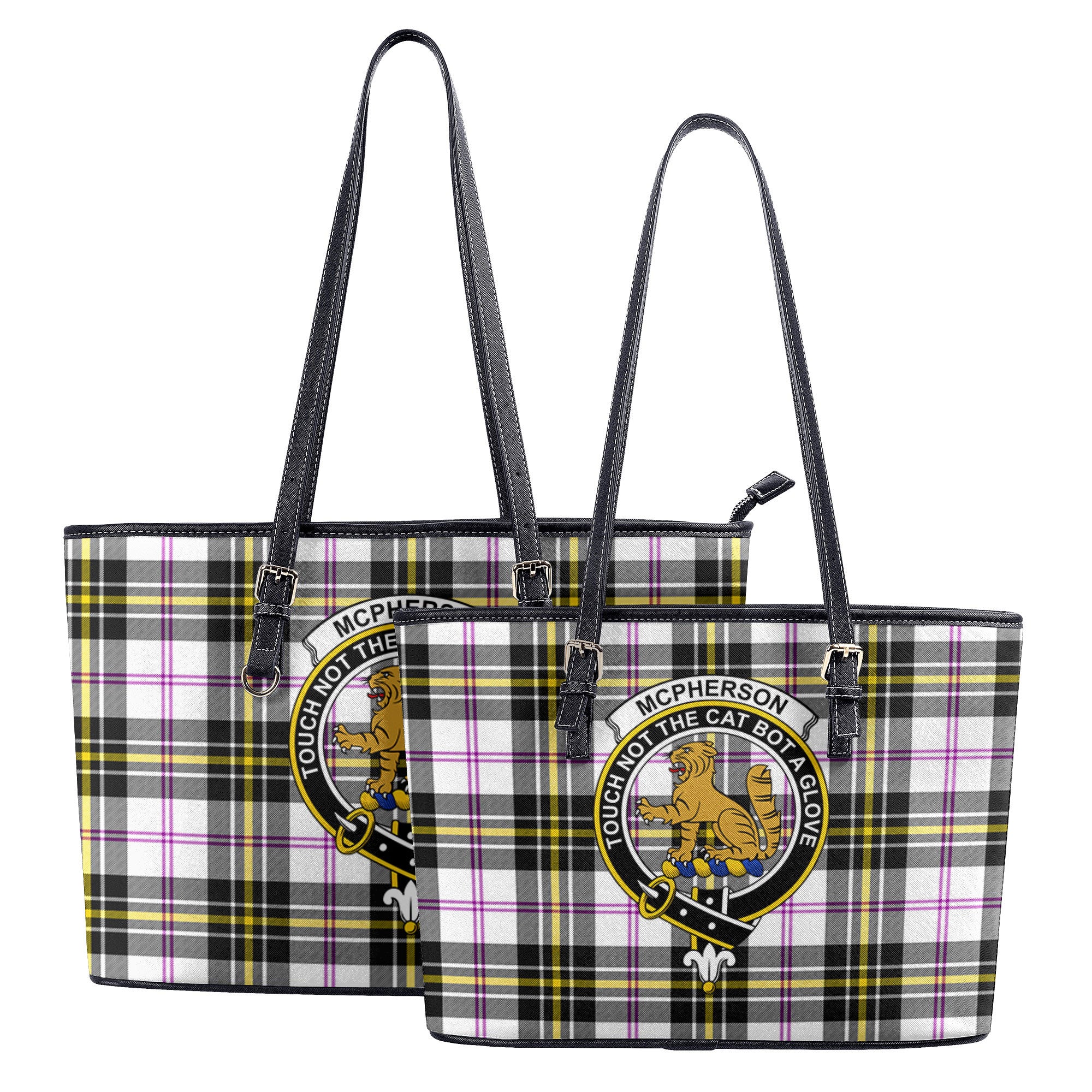 McPherson Dress Modern Tartan Crest Leather Tote Bag