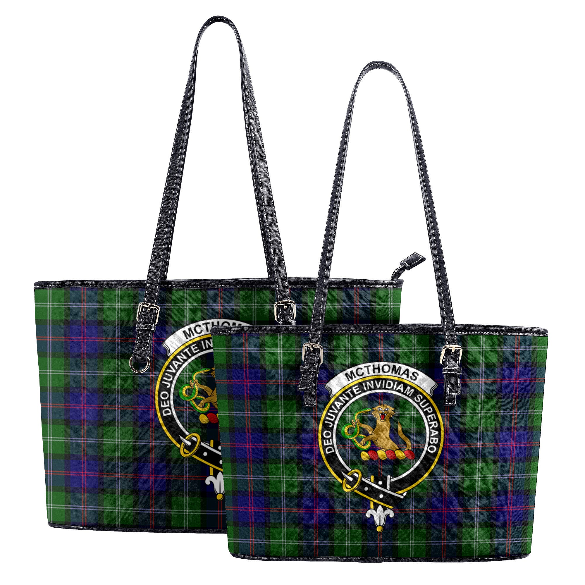 McThomas Modern Tartan Crest Leather Tote Bag