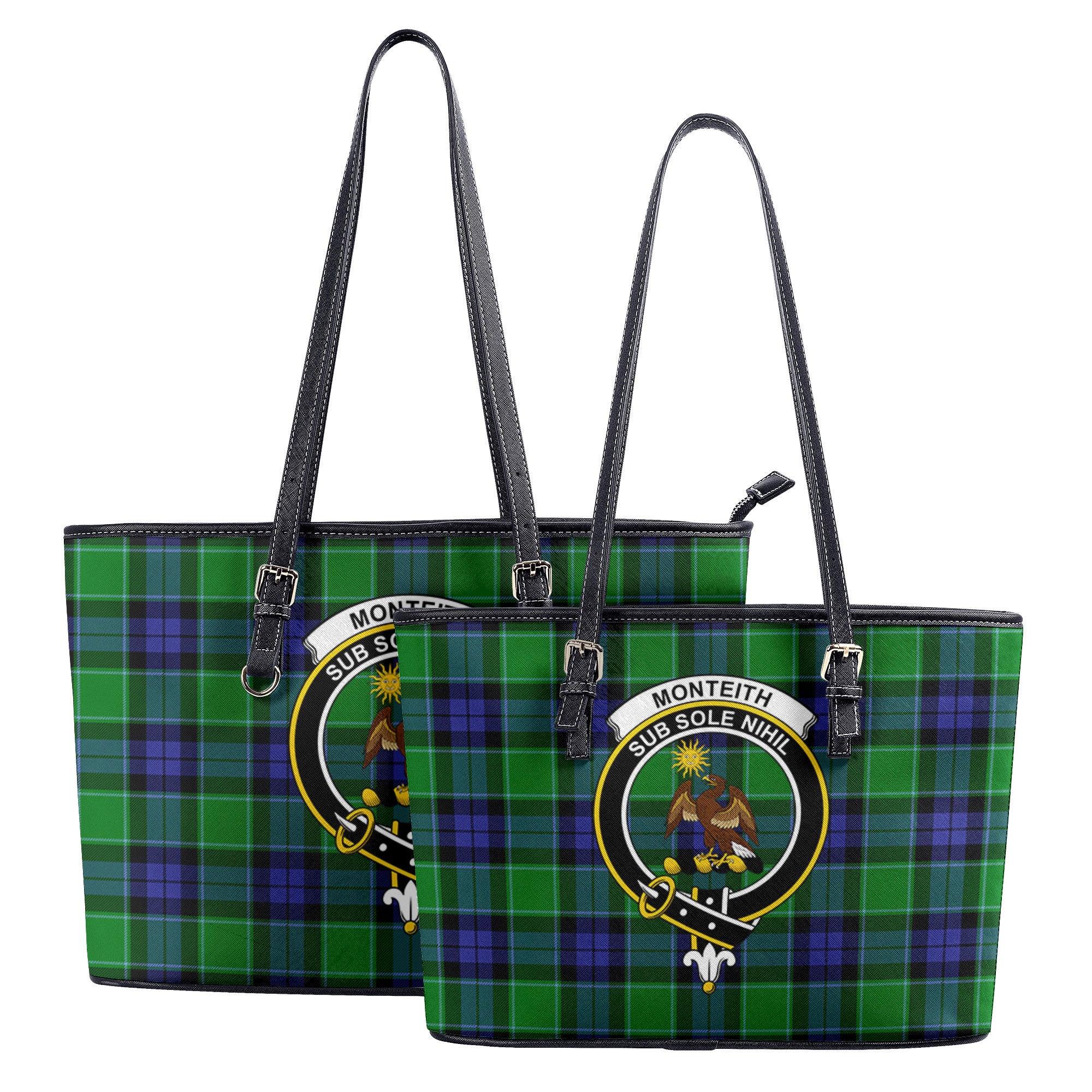 Monteith Tartan Crest Leather Tote Bag