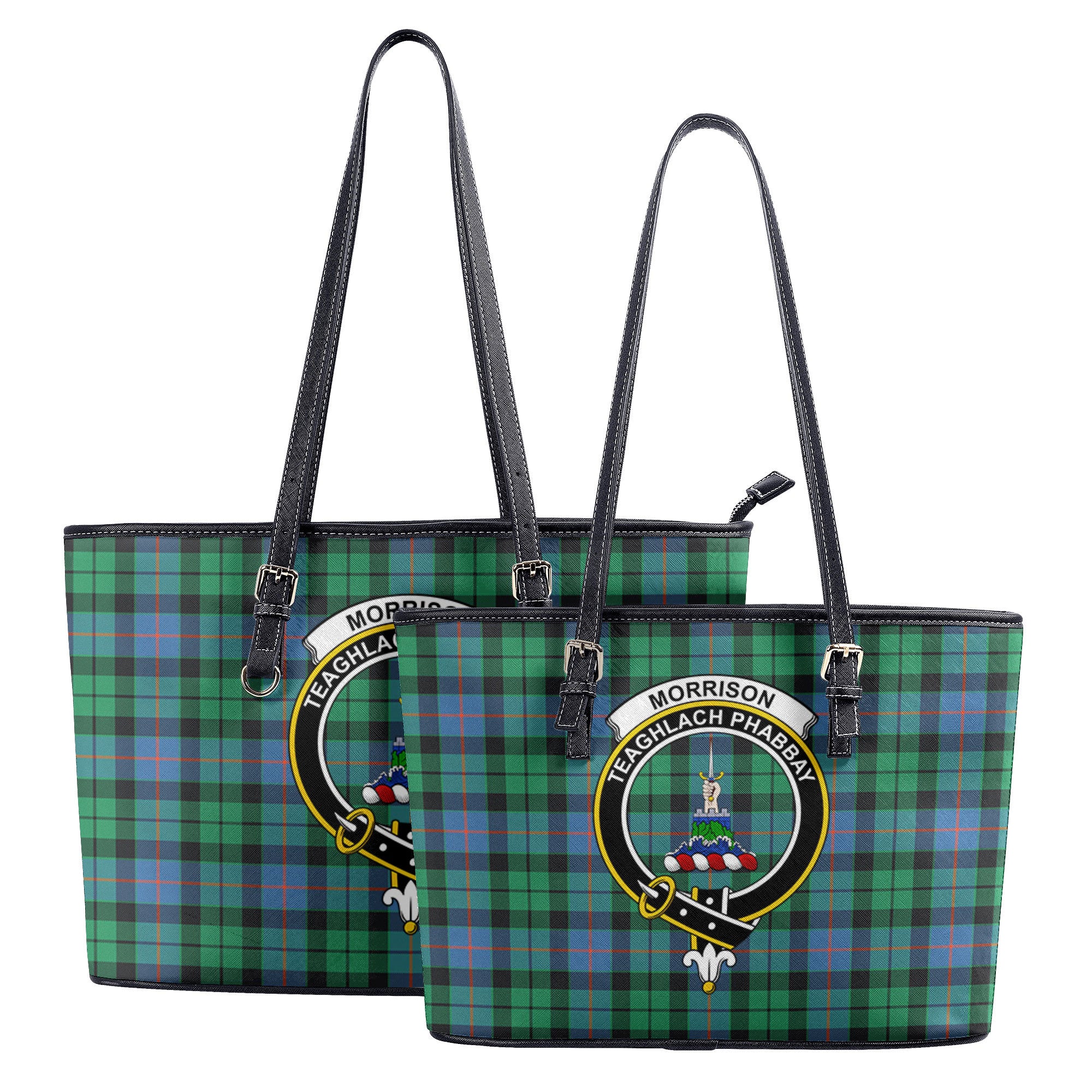 Morrison Ancient Tartan Crest Leather Tote Bag