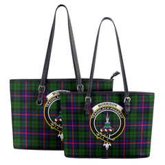 Morrison Modern Tartan Crest Leather Tote Bag