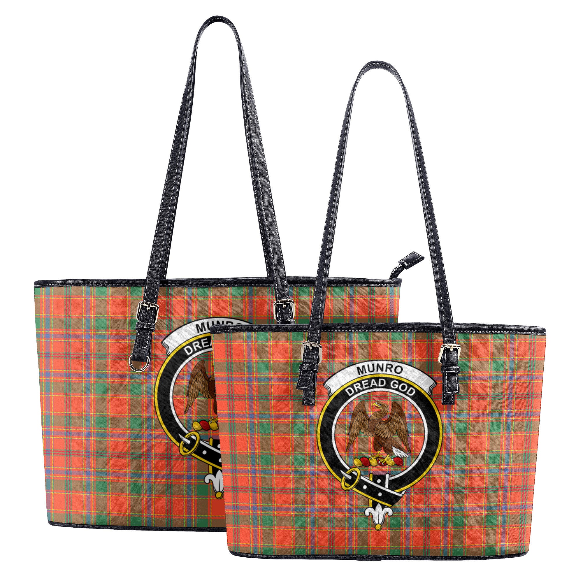 Munro Ancient Tartan Crest Leather Tote Bag