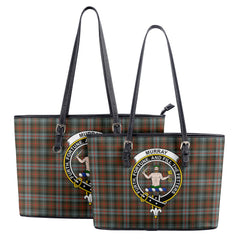 Murray of Atholl Weathered Tartan Crest Leather Tote Bag