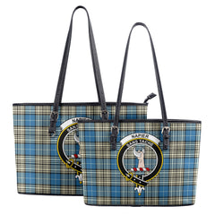 Napier Ancient Tartan Crest Leather Tote Bag