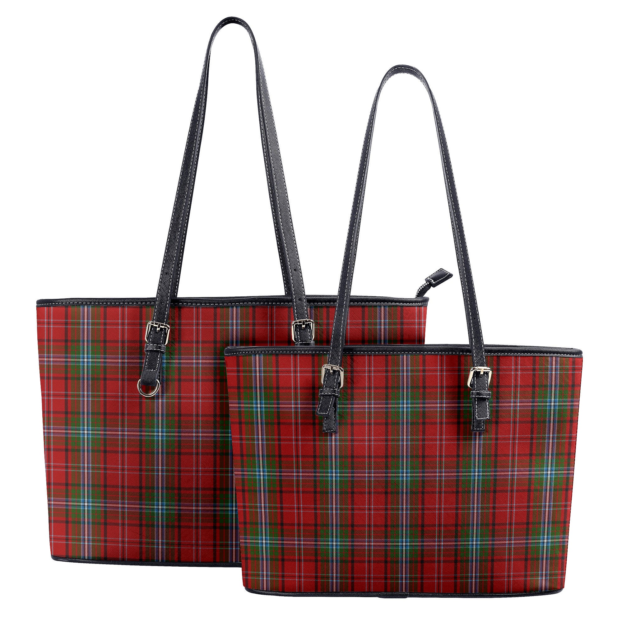 Peacock Tartan Leather Tote Bag