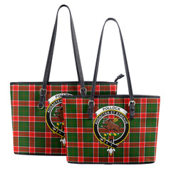 Pollock Tartan Crest Leather Tote Bag