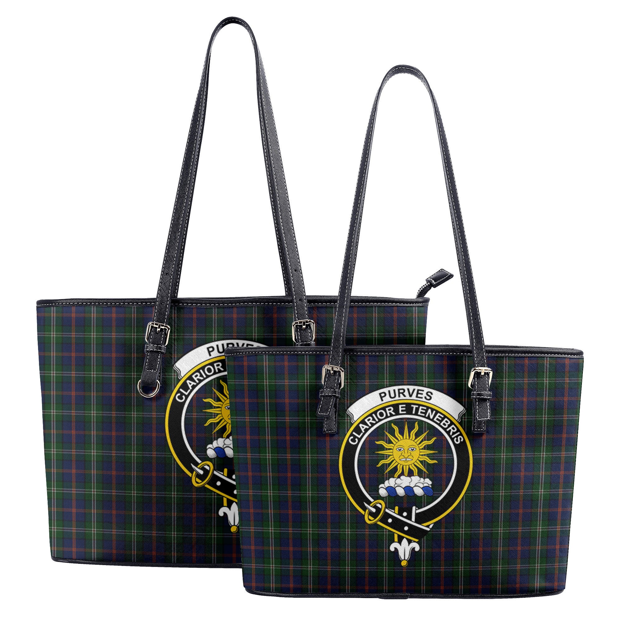 Purves Tartan Crest Leather Tote Bag