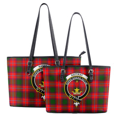 Rattray Modern Tartan Crest Leather Tote Bag