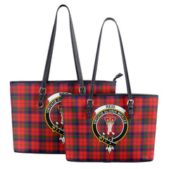 Reid Modern Tartan Crest Leather Tote Bag