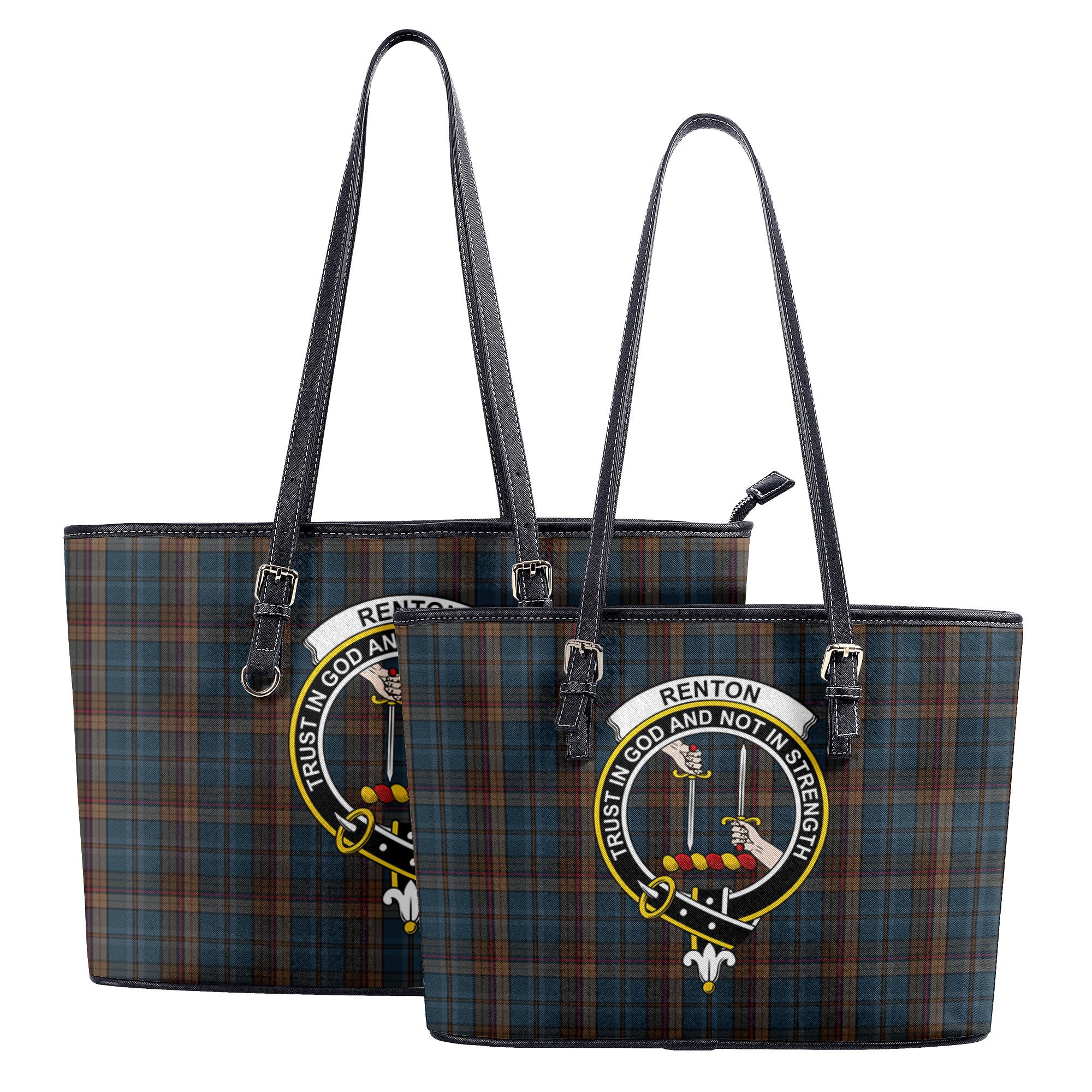 Renton Tartan Crest Leather Tote Bag