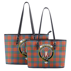 Robertson Ancient Tartan Crest Leather Tote Bag