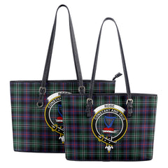 Rose Hunting Modern Tartan Crest Leather Tote Bag