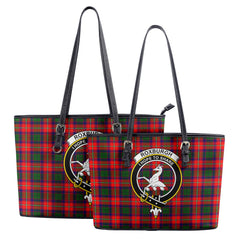 Roxburgh District Tartan Crest Leather Tote Bag