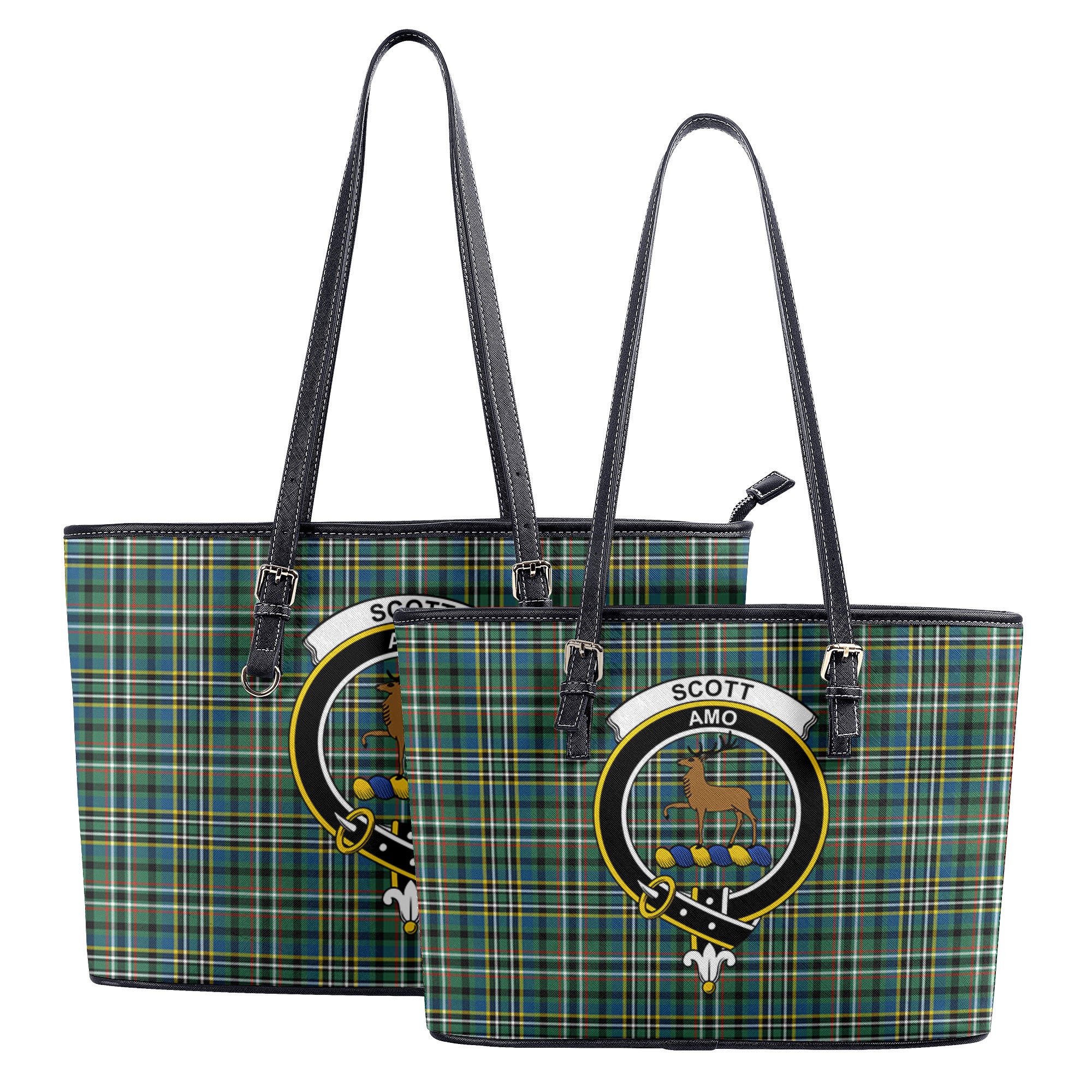 Scott Green Ancient Tartan Crest Leather Tote Bag