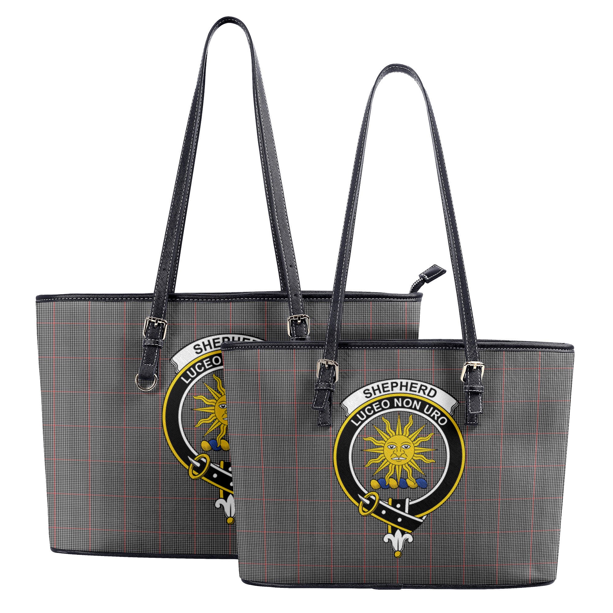 Shepherd Tartan Crest Leather Tote Bag