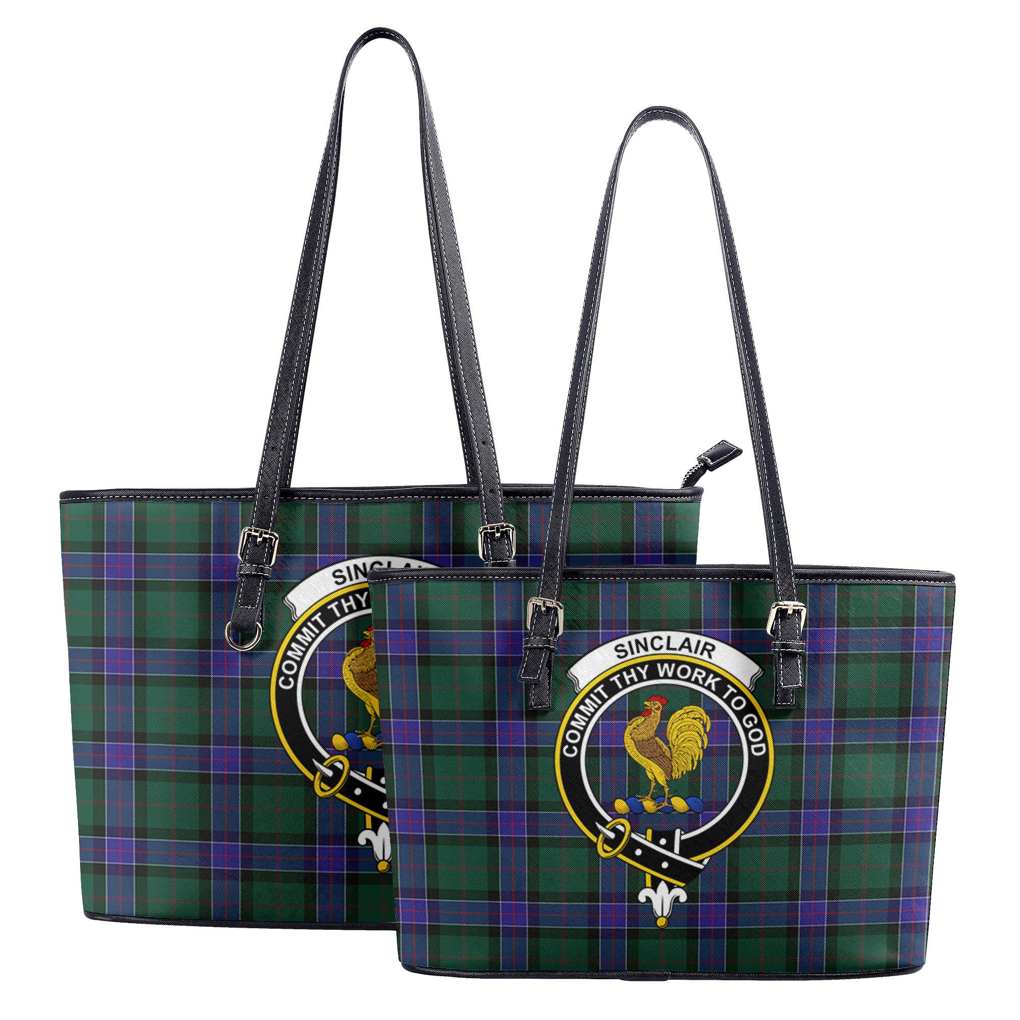 Sinclair Hunting Modern Tartan Crest Leather Tote Bag