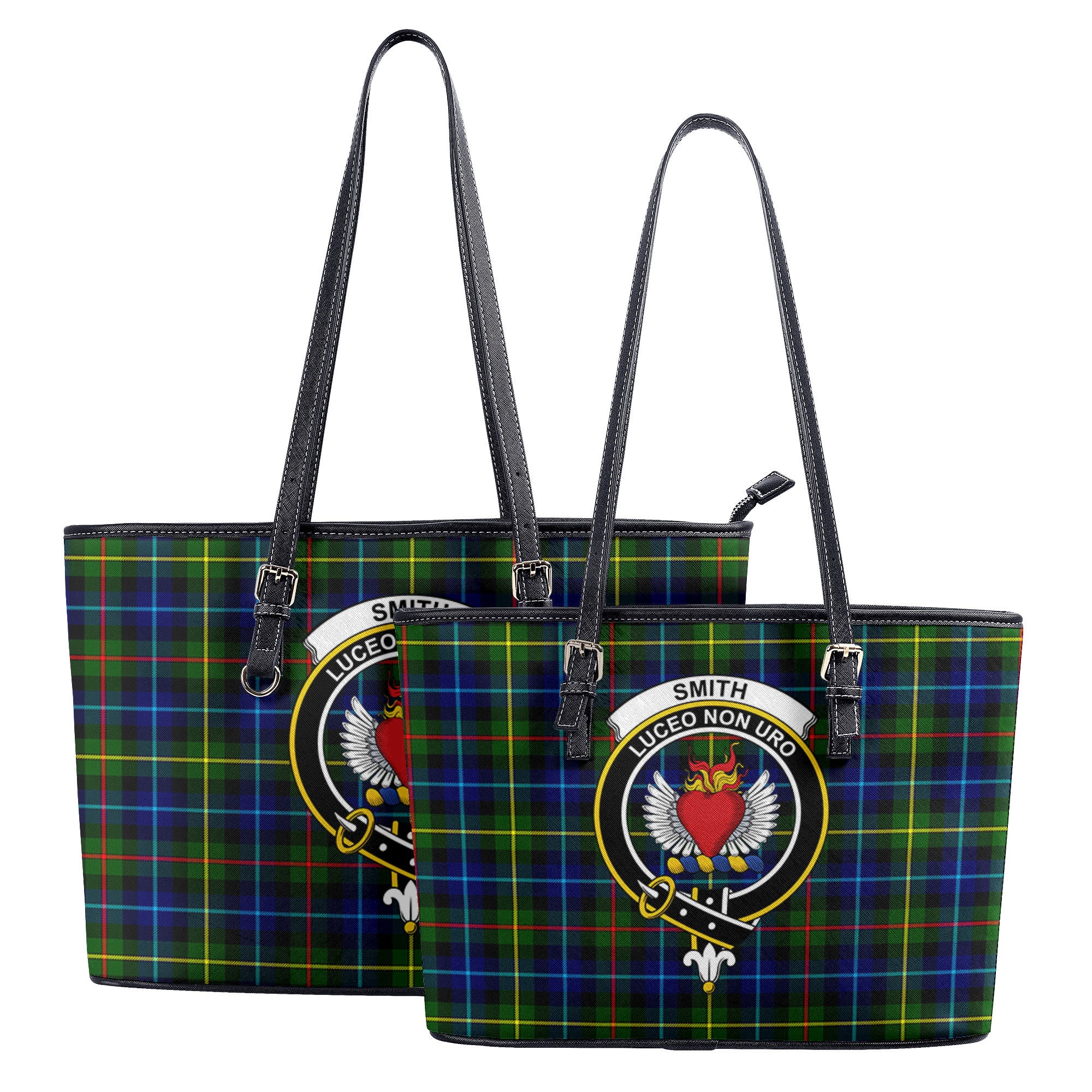 Smith Modern Tartan Crest Leather Tote Bag