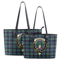 Stevenson Tartan Crest Leather Tote Bag