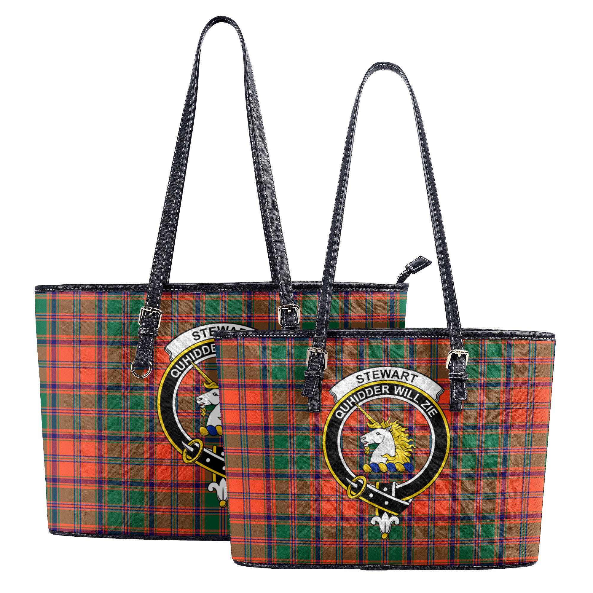 Stewart of Appin Ancient Tartan Crest Leather Tote Bag