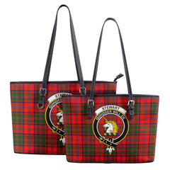 Stewart of Appin Modern Tartan Crest Leather Tote Bag