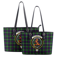 Sutherland Modern Tartan Crest Leather Tote Bag