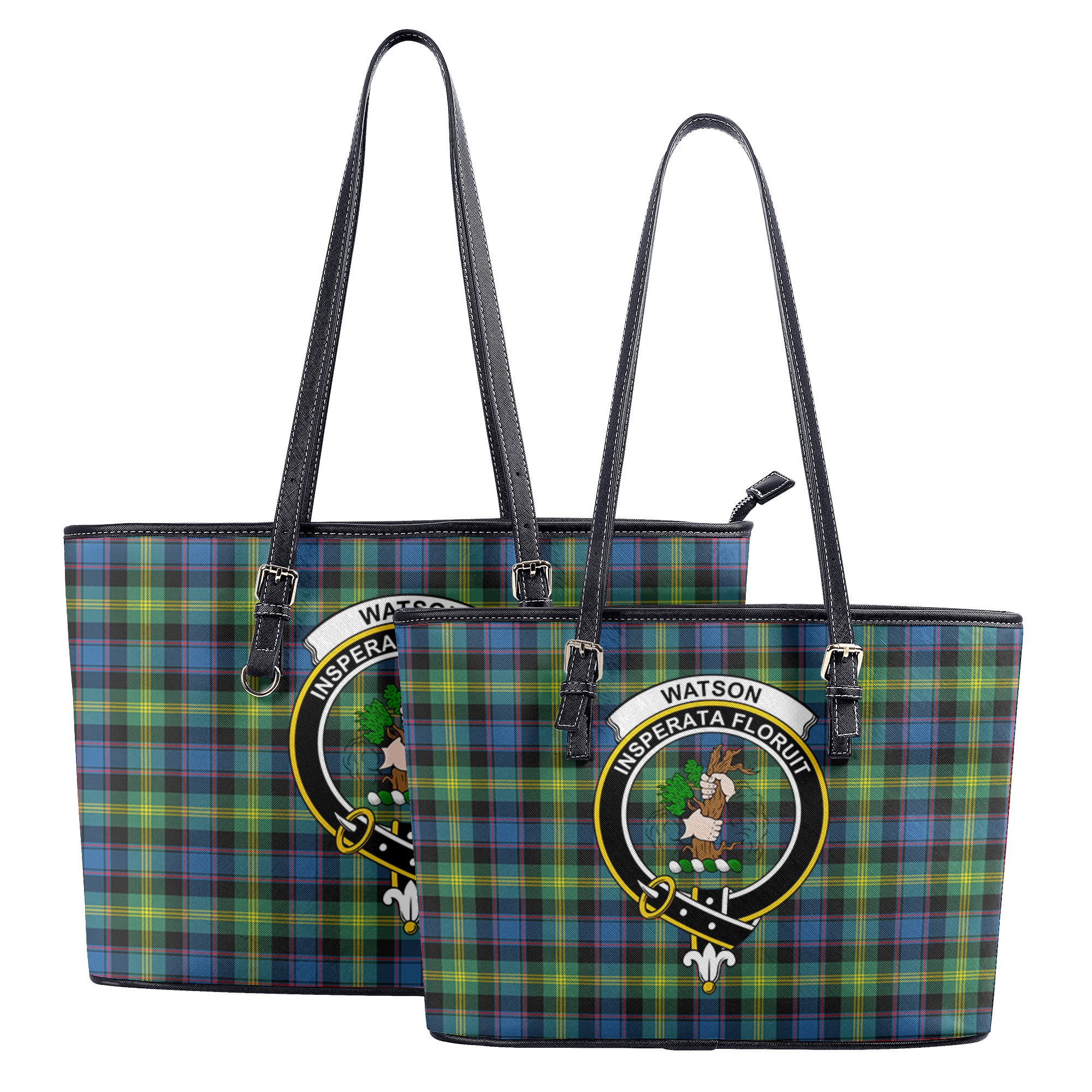 Watson Ancient Tartan Crest Leather Tote Bag