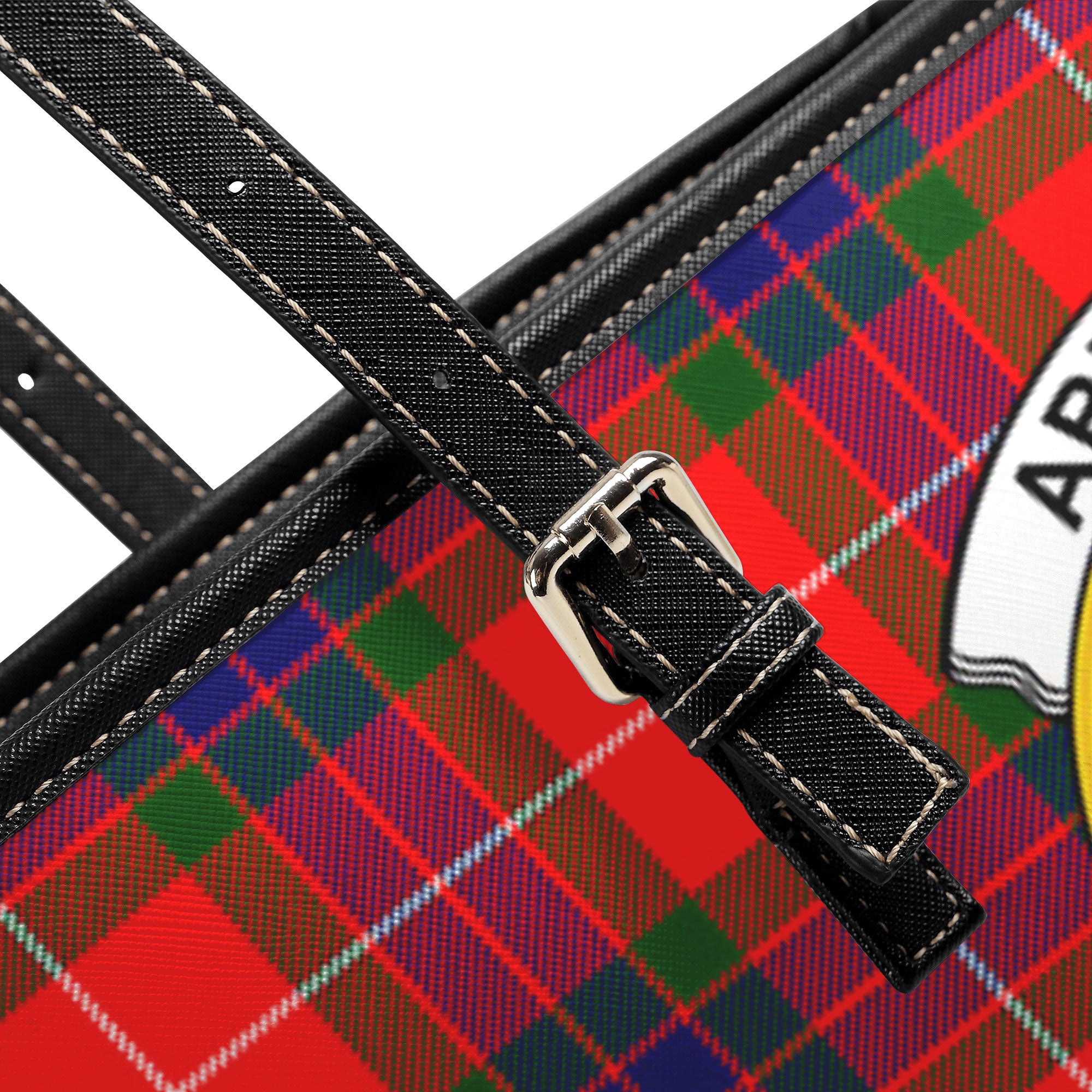 Abernathy Tartan Crest Leather Tote Bag