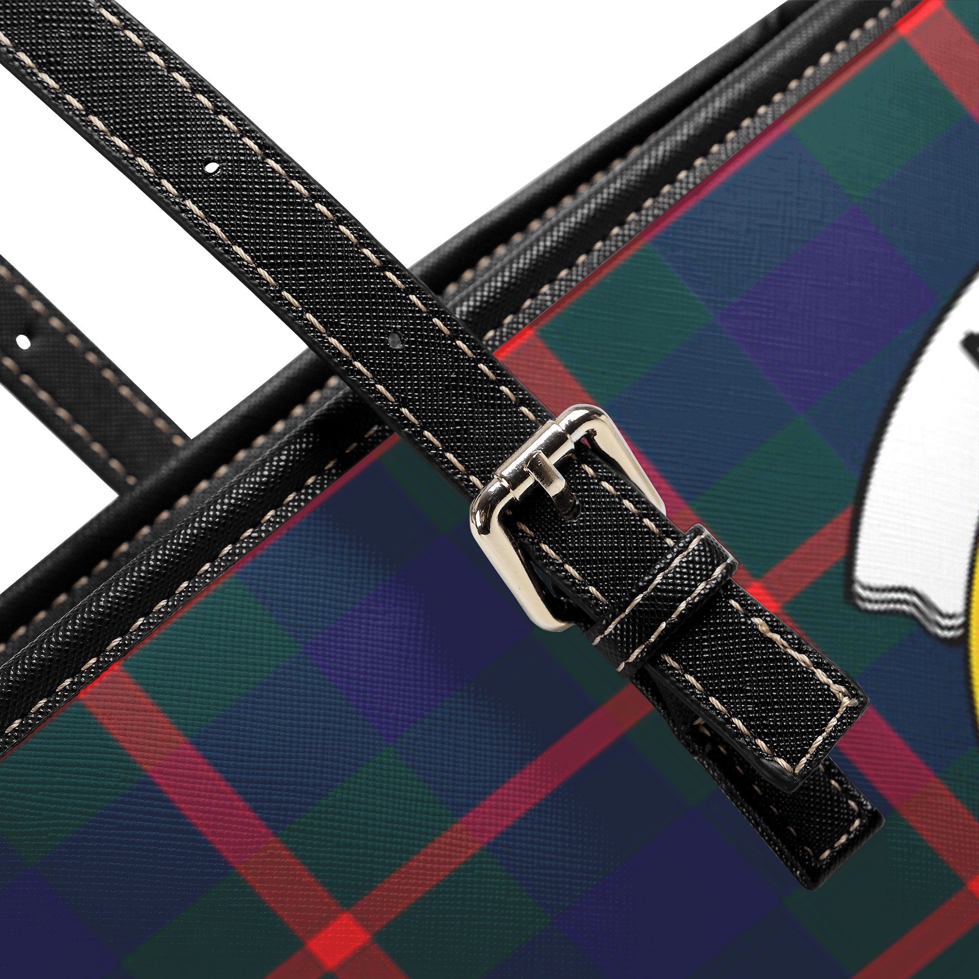 Agnew Modern Tartan Crest Leather Tote Bag