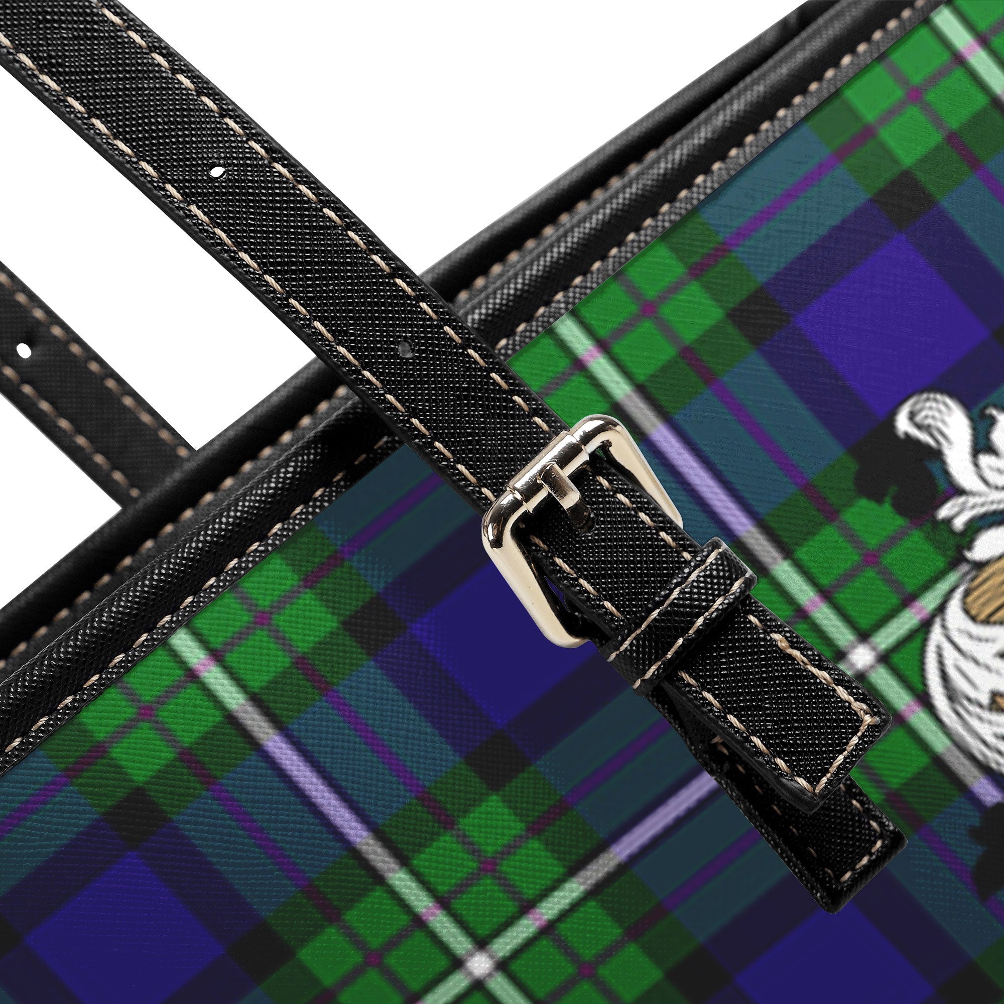 Alexander Tartan Crest Leather Tote Bag