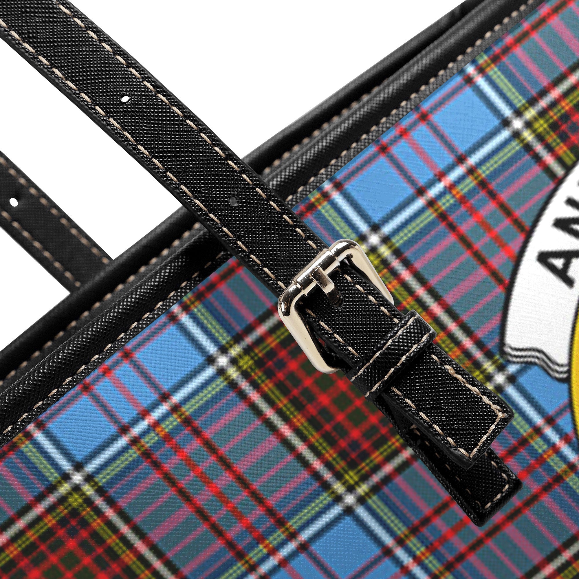 Anderson Modern Tartan Crest Leather Tote Bag