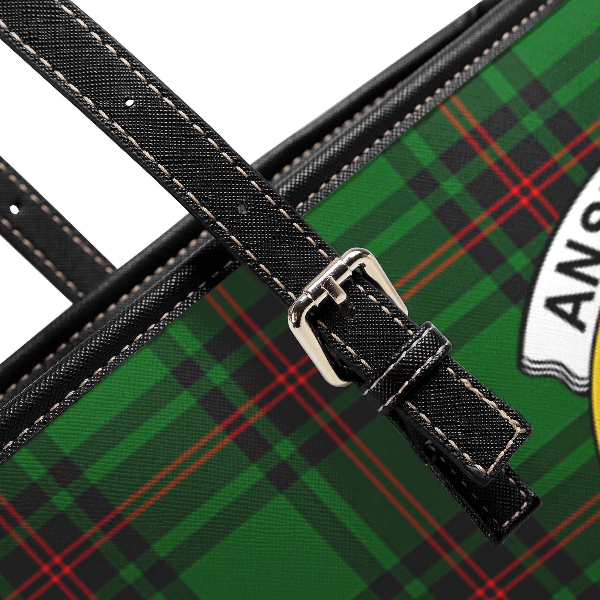 Anstruther Tartan Crest Leather Tote Bag