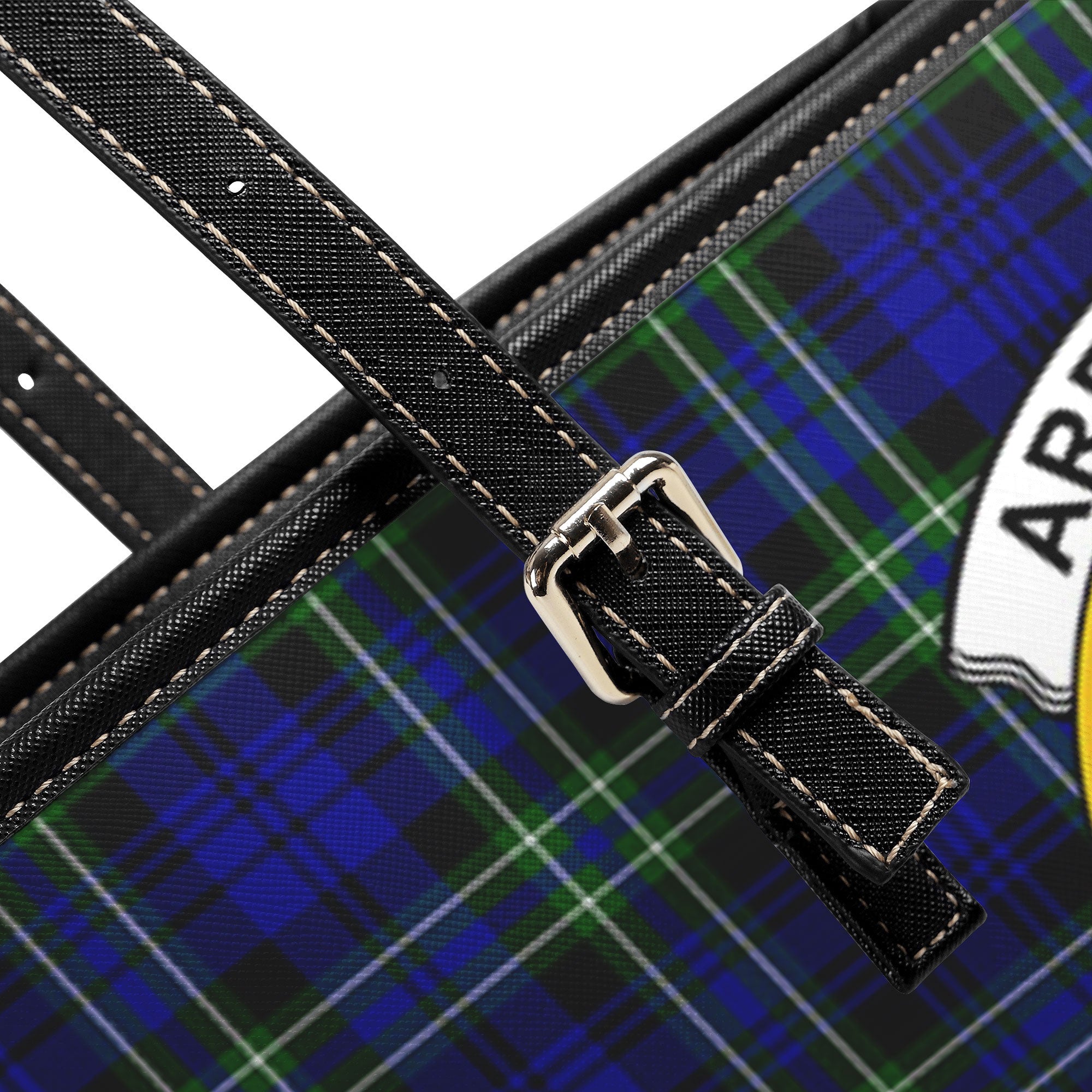 Arbuthnot Modern Tartan Crest Leather Tote Bag