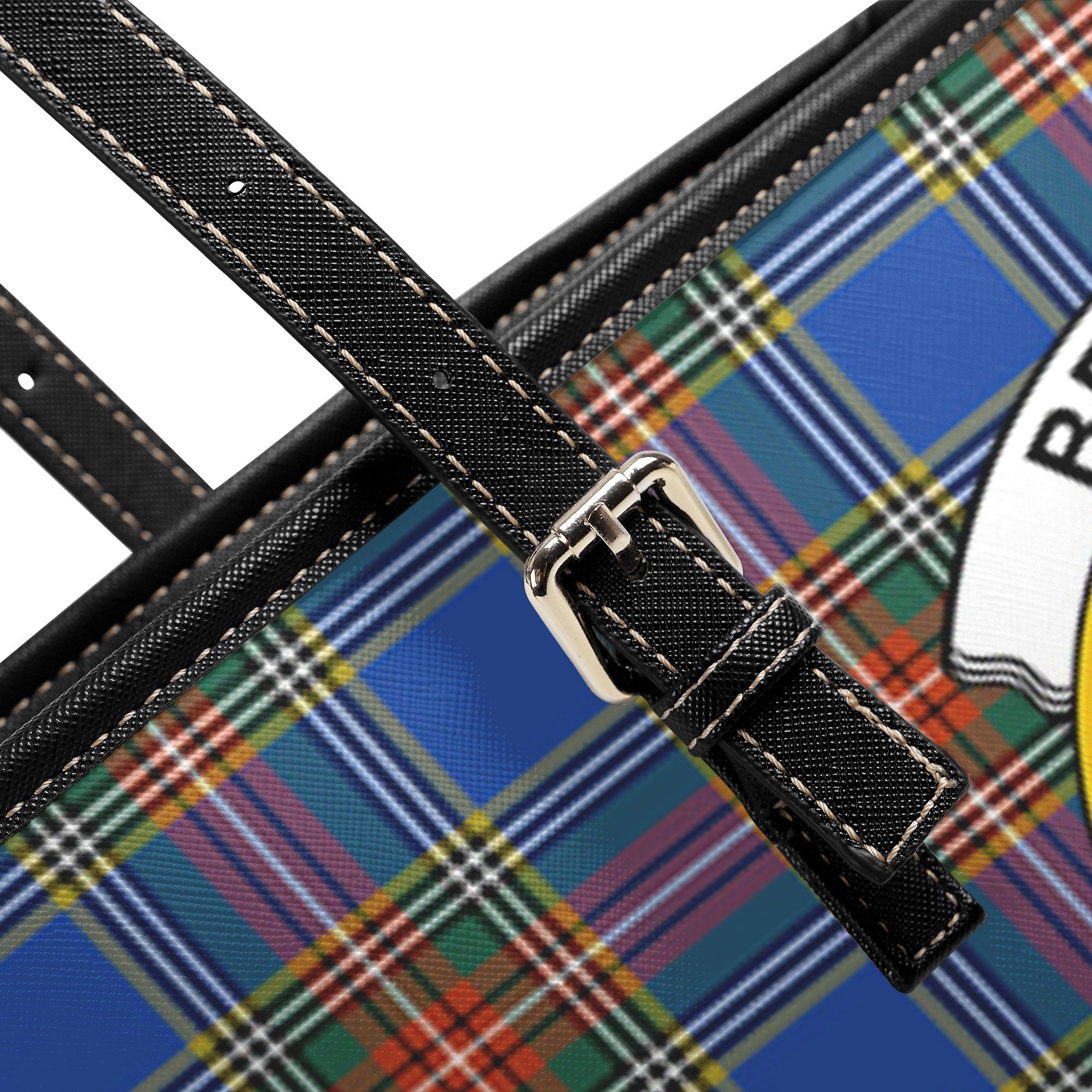 Bethune Ancient Tartan Crest Leather Tote Bag