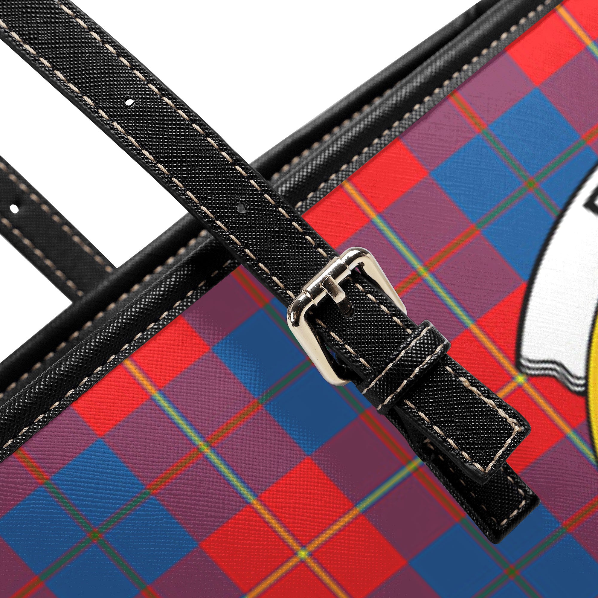 Blane Tartan Crest Leather Tote Bag