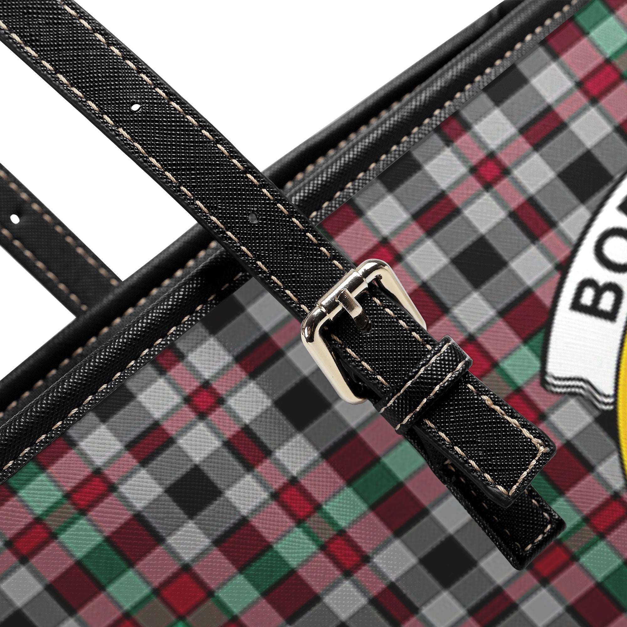 Borthwick Ancient Tartan Crest Leather Tote Bag