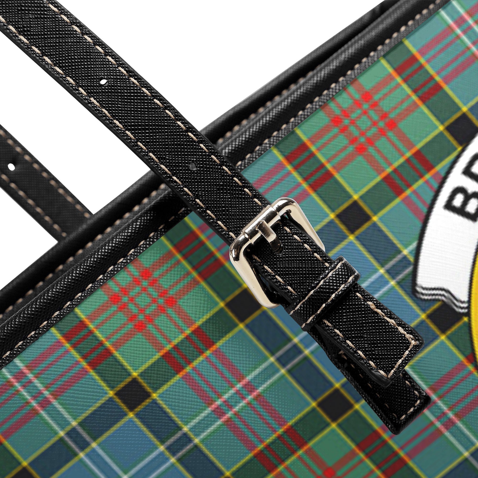 Brisbane Tartan Crest Leather Tote Bag