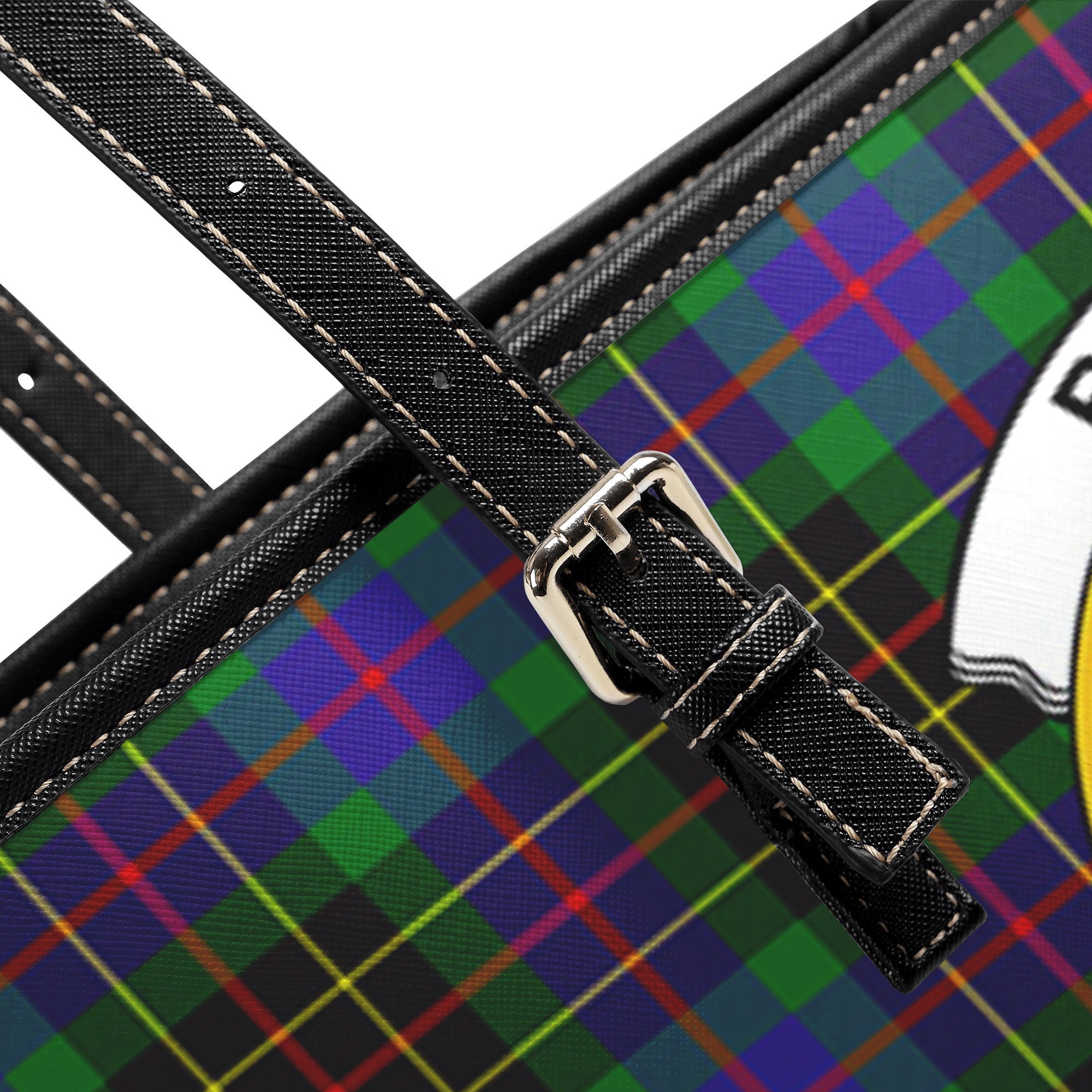 Brodie Hunting Modern Tartan Crest Leather Tote Bag